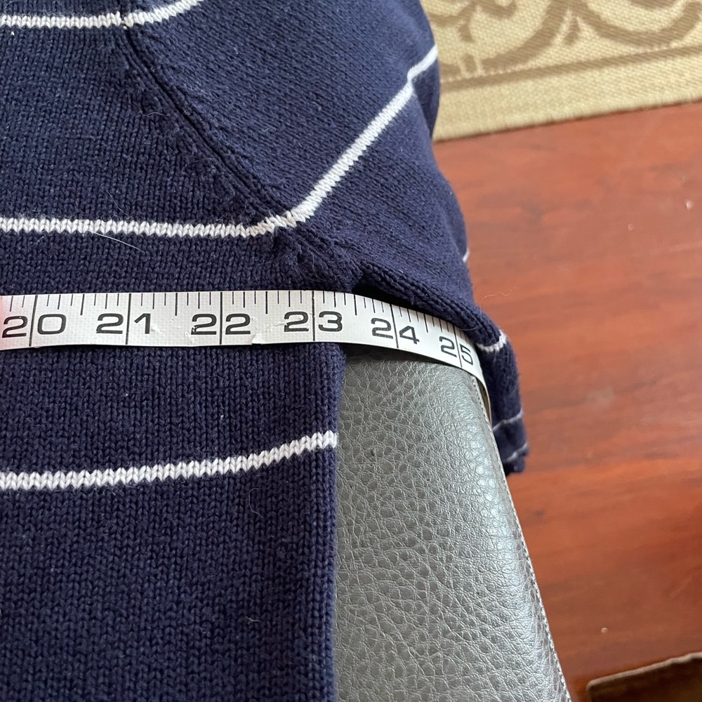 White Stag Vintage sweater Navy Blue White stripes ribbed cotton V Neck size LG - Picture 12 of 13